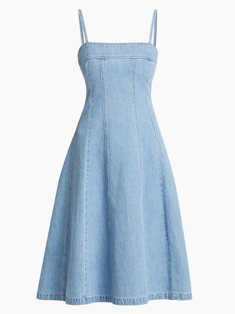 L'AGENCE Mitzy Seamed Denim Midi-Dress Light Blue - 0 - Picture 7 of 13